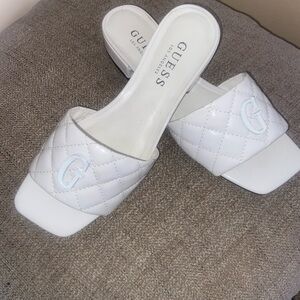 Guess Quilted White Mules